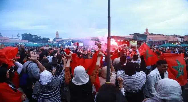 الفرحة تتجدد بمراكش عقب تأهل الأسود إلى دور نصف النهائي jpg