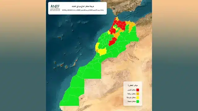 الوكالة الوطنية للمياه والغابات تُصدر خرائط تنبؤية لمخاطر حرائق الغابات